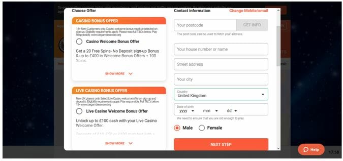 LeoVegas Registration Form