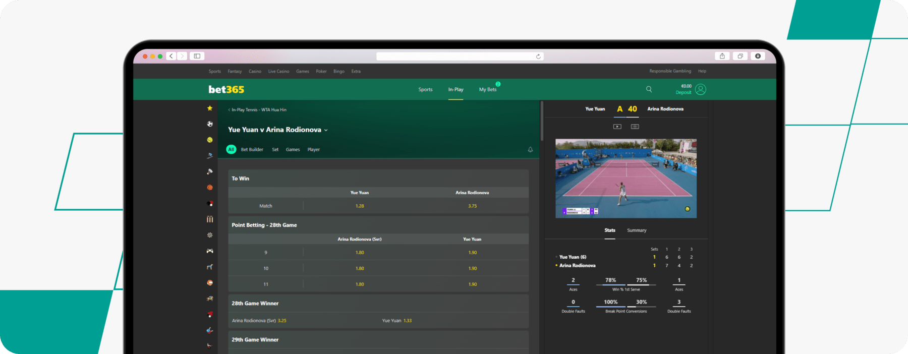 bet365 live betting screenshot